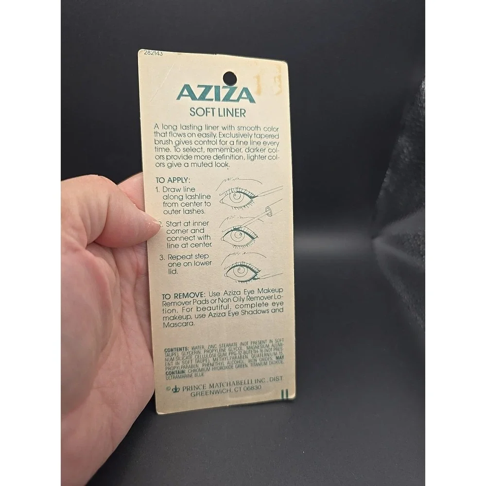 Vintage AZIZA Soft Liner Soft BLACK  Liquid Eyeliner DISCONTINUED NOS 11 Oz